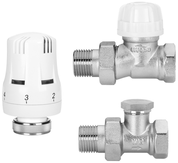 Invena komplet termostatyczny prosty PROV - zawór termostatyczny, zawór powrotny, głowica mini PROV 1/2" CD-72-P15-X
