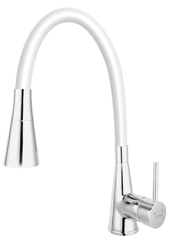 Ferro bateria zlewozmywakowa ZUMBA II, biała elastyczna wylewka 2F, chrom BZA42W