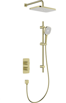 KFA zestaw natryskowy termostatyczny, podtynkowy z drążkiem przesuwnym Malaga, złoty szczotkowany PVD 5759-301-31