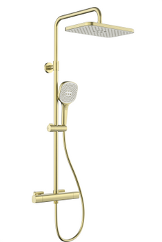 KFA deszczownia z baterią natryskową termostatyczną, ścienną Malaga, złoty szczotkowany PVD 5756-910-31