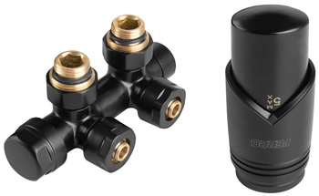 Ferro zestaw termostatyczny zespolony kątowy, czarny ZTD30BL