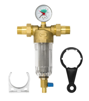 Diamond komplet filtr mechaniczny z płukaniem wstecznym z manometrem i zaworem spustowym DN20 3/4" ART.350-20