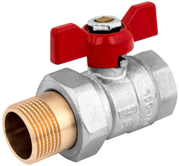 Perfexim kurek kulowy przelotowy ze śrubunkiem perfekt system, z motylkiem, czerwony 1/2" WZ DN15 PHA-005 00-005-0150-000