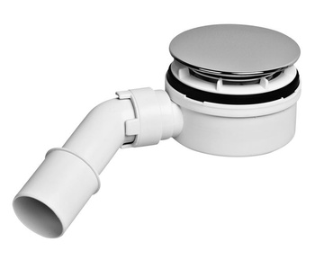 McAlpine syfon brodzikowy fi 90 "niski" wys.60mm, odejście 40/50mm czyszczony od góry, pokrywa ABS chrom 113mm HC2730LCPN-PB