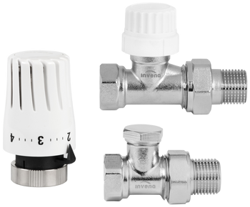 Invena komplet termostatyczny prosty PROV - zawór termostatyczny, zawór powrotny, głowica mini 2 PROV 1/2" CD-76-P15-X