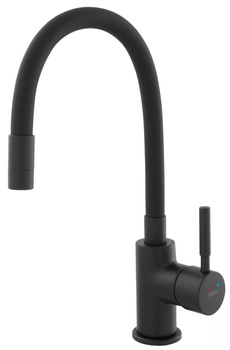 Ferro ZUMBA NERO bateria zlewozmywakowa, czarna elastyczna wylewka, BZA4BLB