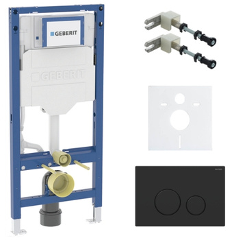 Zestaw stelaż podtynkowy Geberit UP320 do WC z przyciskiem Cortado czarny mat S245
