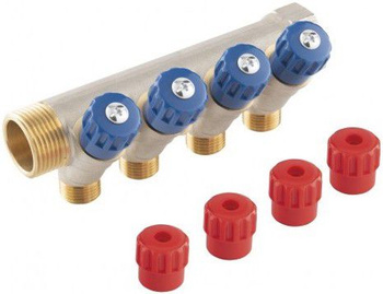 Ferro 4-drogowy rozdzielacz sanitarny 1"x1/2" RDW250400