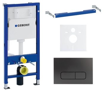Zestaw stelaż podtynkowy Geberit UP100 do WC z przyciskiem Mocha gun metal S242