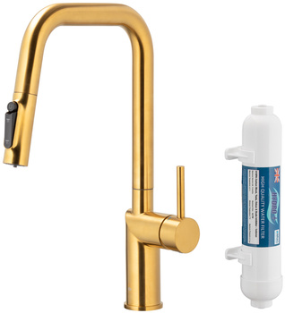 KFA bateria kuchenna z funkcją filtracji wody i wyciąganą wylewką Duero Pure Style Pull-Out + filtr Hydro+, brushed gold 6623-312-31