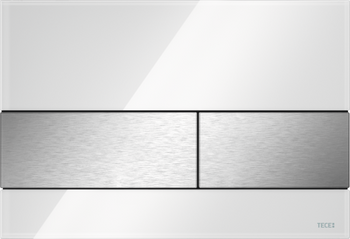 Tece TECEsquare - przycisk szkło białe, przyciski stal szczotkowana 9240801