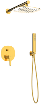Invena zestaw prysznicowy podtynkowy z deszczownicą Glamour, złoty BS-02-0K9-V