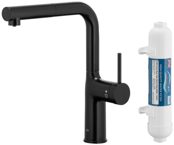 KFA bateria kuchenna z funkcją filtracji wody i wyciąganą wylewką Duero Pure Move Pull-Out + filtr Hydro+, czarny 6623-422-81