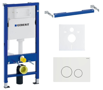 Zestaw stelaż podtynkowy Geberit UP100 do WC z białym przyciskiem Cortado S231