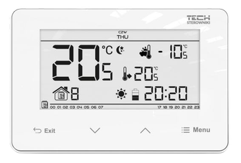 Tech przewodowy regulator pokojowy ST293V3 dwustanowy (panel przedni ze szkła) biały ST293V3WH