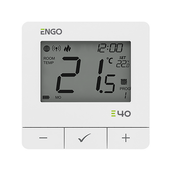 Engo regulator temperatury, programowany, internetowy, bateryjny, ZigBee/868MHz, biały E40-BATW