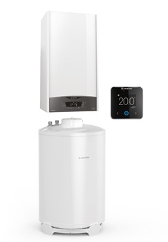 Ariston pakiet ONE MED 24 NET: kocioł gazowy jednofunkcyjny CLAS ONE SYSTEM 24 + zasobnik BCH 120l ze stojakiem + regulator CUBE S NET ZNONEMED_NET