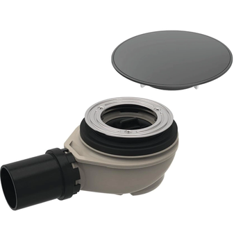 Geberit zestaw odpływowy do brodzików, d90, H80 h50 z pokrywą odpływu w kolorze czarny mat/czarny błyszczący, wysokość zasyfonowania 30/50 mm SG003