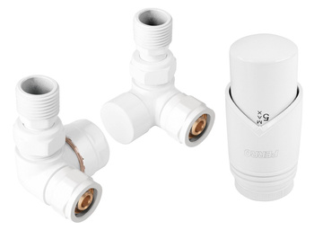 Ferro zestaw termostatyczny osiowy, biały + złączki CU fi15 i pex 16x2 ZTO30WH