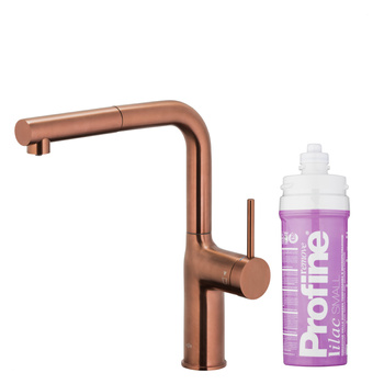 KFA bateria kuchenna z funkcją filtracji wody i wyciąganą wylewką Duero Pure Move Pull-Out + zestaw fitrujący Profine Lilac S, brushed rose gold 6623-425-34