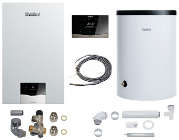 Vaillant pakiet kocioł gazowy jednofunkcyjny VC 25CS/1-5 ecoTEC plus + zasobnik VIH R 200/6B + sterownik VRC 720F sensoCOMFORT + SPS zestaw do szachtu 0010043644