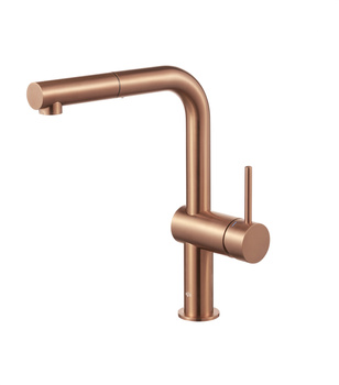 KFA bateria kuchenna stojąca z wyciąganą wylewką i obrotową wylewką 1-funkcyjną Duero Edge, brushed rose gold PVD 6623-510-34