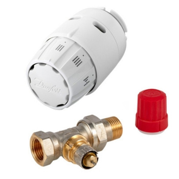 Zestaw termostatyczny Danfoss: zawór RA-N 15 prosty click + głowica termostatyczna RAS-C2 biała S255