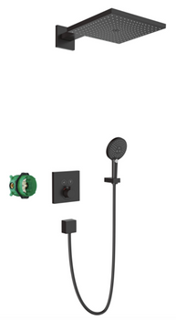 Hansgrohe zestaw prysznicowy podtynkowy z termostatem i deszczownią ShowerSelect Raindance E, czarny 27939670