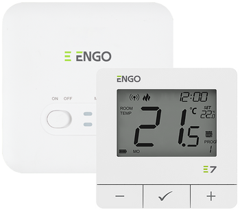Engo regulator temperatury, programowany, bezprzewodowy, biały E7-RFW
