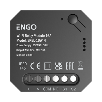 Engo inteligentny przekaźnik Wi-Fi do systemu ENGO Smart, 1x16A, NO-COM Smart Relay EREL-16WIFI