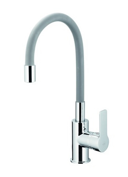 KFA bateria kuchenna stojąca z giętką wylewką RUMBA, chrom + szary 6553-915-63