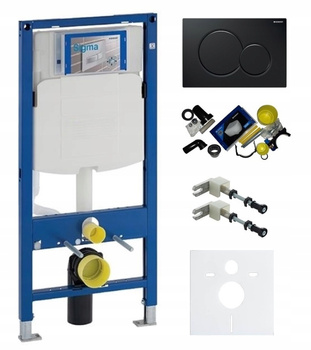 Zestaw 3w1 stelaż podtynkowy do WC Geberit Duofix Concept z przyciskiem Sigma 01 (czarny) + mata S091