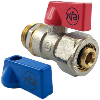 KFA zawór kulowy mini wkrętny 1/2" ze złączką do rur PEX 16x2 mm 703-232-15