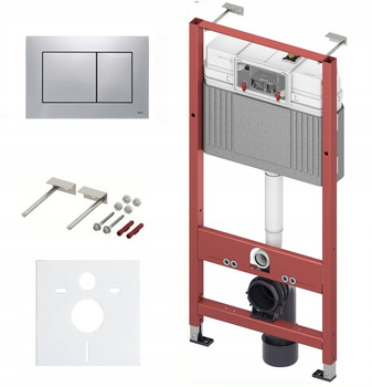 Zestaw 3w1 stelaż podtynkowy do WC Tece z przyciskiem (chrom połysk) + mata S081