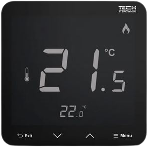 Tech regulator pokojowy, bezprzewodowy R-8pb PLUS, bateryjny, montaż podtynkowy, czarny STR8PBPLUSBK
