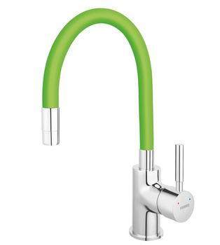 Ferro bateria zlewozmywakowa ZUMBA, zielona elastyczna wylewka, chrom BZA4G