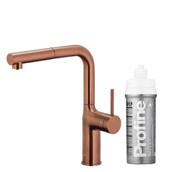 KFA bateria kuchenna z funkcją filtracji wody i wyciąganą wylewką Duero Pure Move Pull-Out + zestaw fitrujący Profine Silver S, brushed rose gold 6623-424-34