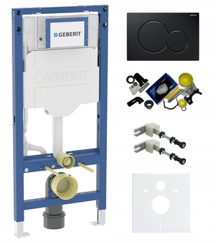 Zestaw 3w1 stelaż podtynkowy do WC Geberit Duofix Concept z przyciskiem Sigma 01 (czarny) + mata S091