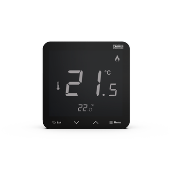Tech sterownik R-8-S PLUS pokojowy bezprzewodowy z pomiarem wilgotności, czarny STR8SPLUSBK
