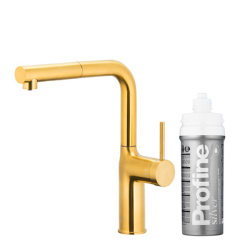 KFA bateria kuchenna z funkcją filtracji wody i wyciąganą wylewką Duero Pure Move Pull-Out + zestaw fitrujący Profine Silver S, brushed gold 6623-424-31