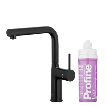 KFA bateria kuchenna z funkcją filtracji wody i wyciąganą wylewką Duero Pure Move Pull-Out + zestaw fitrujący Profine Lilac S, czarny 6623-425-81