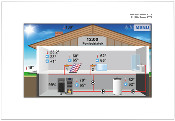 Tech regulator pokojowy, dotykowy, biały, komunikacja RS ST281WH