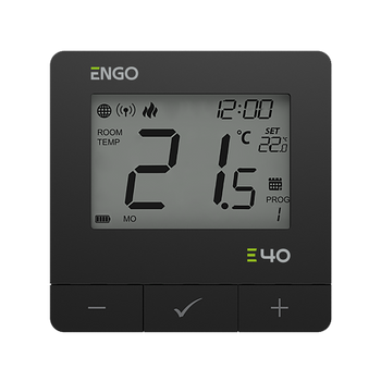 Engo regulator temperatury, programowany, internetowy, bateryjny, ZigBee/868MHz, czarny E40-BATB