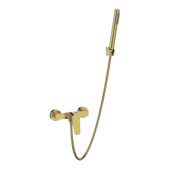 Invena bateria natryskowa z zestawem natryskowym Alonia, złoto szczotkowane BN-70-009-V