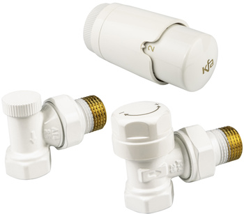 KFA zestaw termostatyczny grzejnikowy, kątowy Komfort Pro, biały 757-130-44-BL