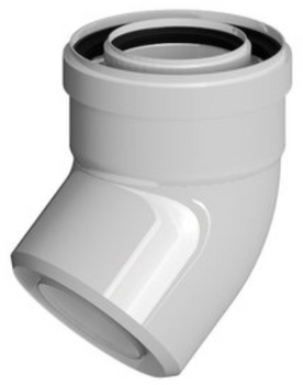 Ricom kolano koncentryczne PP-AL 45° DN 80/125 z uszczelką EPDM PP80/125B45