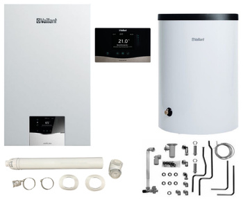 Vaillant pakiet kocioł gazowy jednofunkcyjny VC 15CS/1-5 ecoTEC plus + zasobnik VIH R 120/6B + sterownik VRC 720 sensoCOMFORT + SPS zestaw do szachtu 0010043628