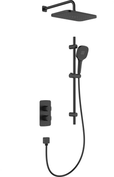 KFA zestaw natryskowy termostatyczny, podtynkowy z drążkiem przesuwnym Malaga, czarny 5759-301-81