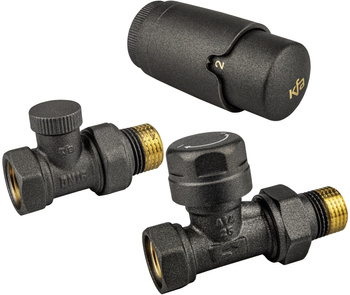 KFA zestaw termostatyczny grzejnikowy, prosty Komfort Pro, grafit 757-030-61-BL