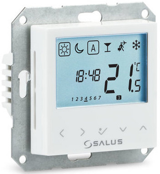Salus przewodowy, podtynkowy, cyfrowy regulator temperatury - tygodniowy, 230V, biały, montaż do ramki 55x55 BTRP230-9010